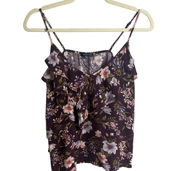American Eagle Floral Print Ruffled Tank Top Flowy Feminine Size Small Summer - Picture 1 of 8